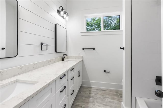 bathroom with double vanity