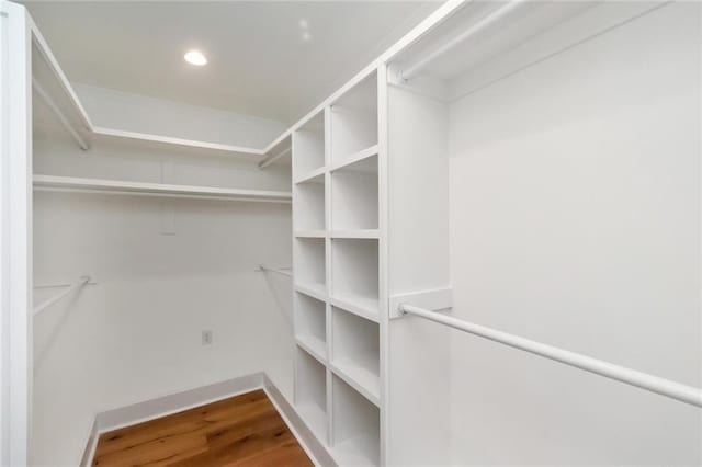 walk in closet featuring wood finished floors