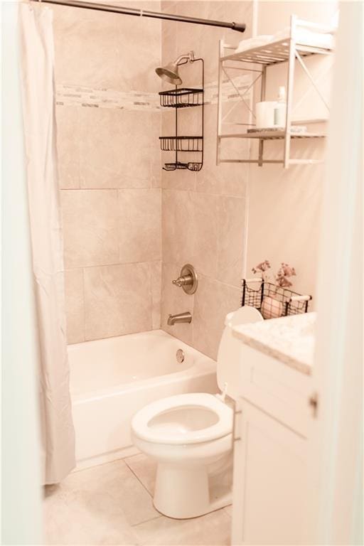 1660 Old Shell Rd, Mobile, AL 36604 - full bath with shower / bathtub combination with curtain, tile patterned flooring, and vanity