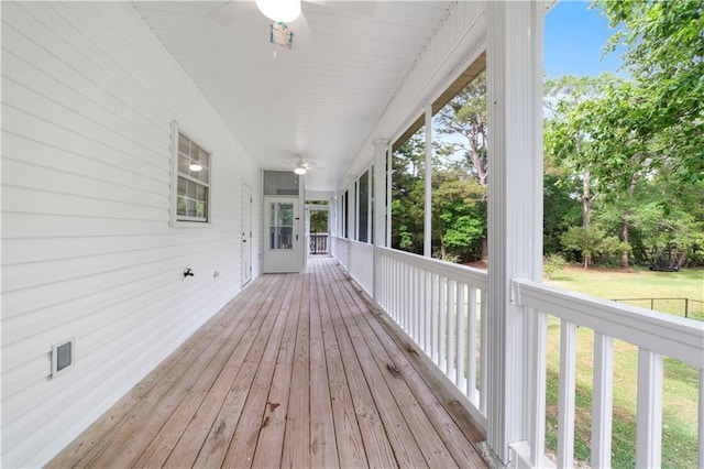 5039 Cole Dr W, Mobile, AL 36619 - wooden terrace featuring a lawn and ceiling fan