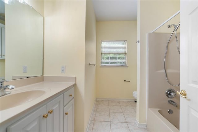 5039 Cole Dr W, Mobile, AL 36619 - bathroom with vanity, marble finish floor, bathing tub / shower combination, toilet, and baseboards