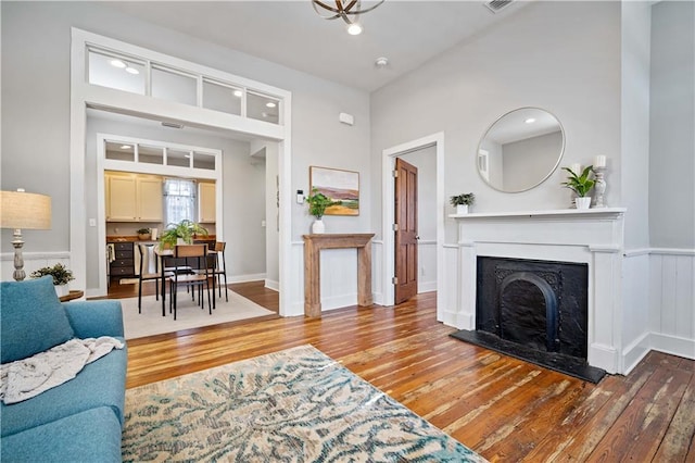 living room with hardwood / wood-style floors