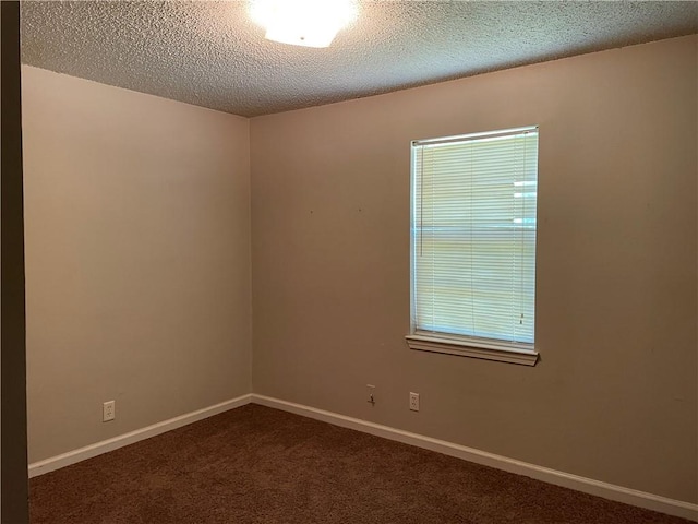 empty room featuring carpet and a textured ceiling