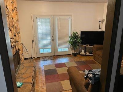 doorway to outside featuring french doors