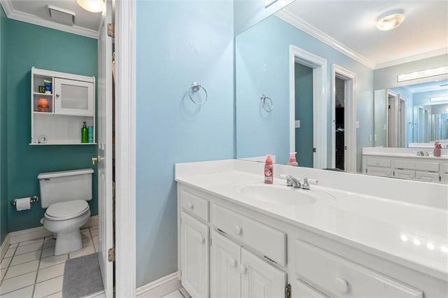 704 Providence Estates Dr E, Mobile, AL 36695 - full bath with crown molding, toilet, tile patterned floors, vanity, and baseboards