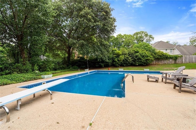 704 Providence Estates Dr E, Mobile, AL 36695 - view of swimming pool with a diving board, a patio, and fence