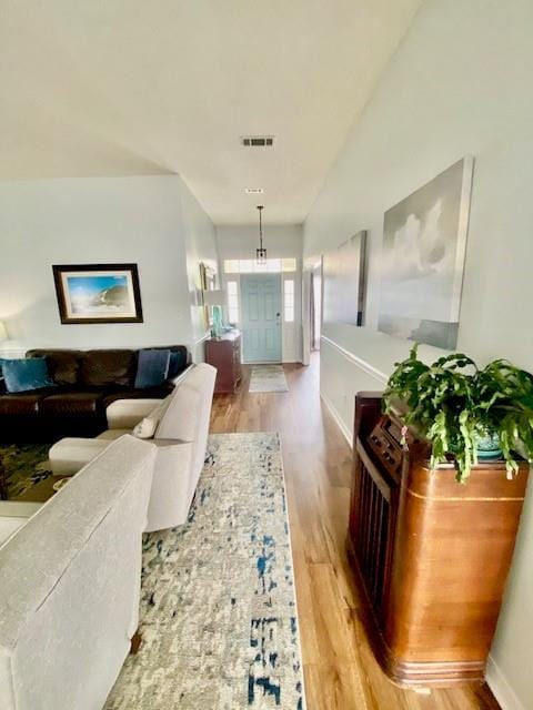 living room with light wood-type flooring