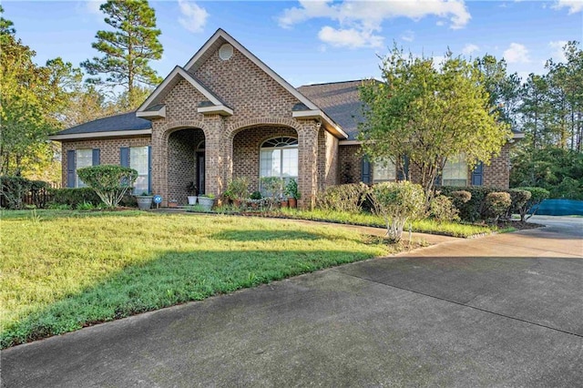 view of front of home featuring a front yard