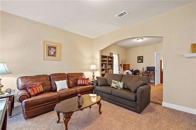 living room with light carpet