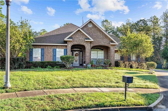 view of front facade with a front yard