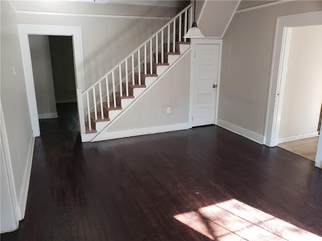 interior space with dark wood-type flooring