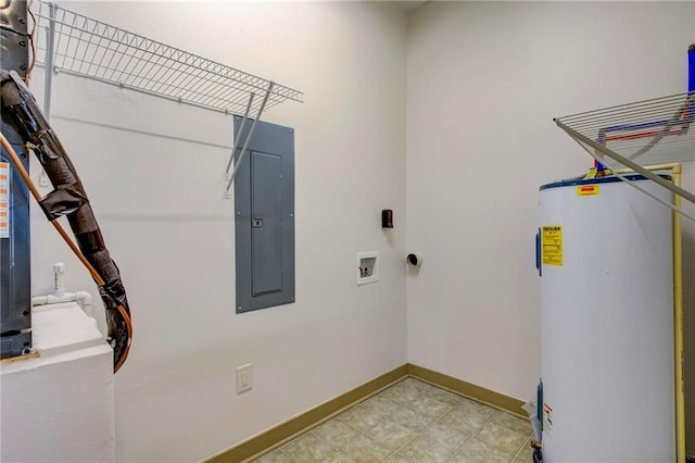 1430 Regency Rd Unit F204, Gulf Shores, AL 36542 - laundry area featuring gas water heater, electric panel, baseboards, and washer hookup