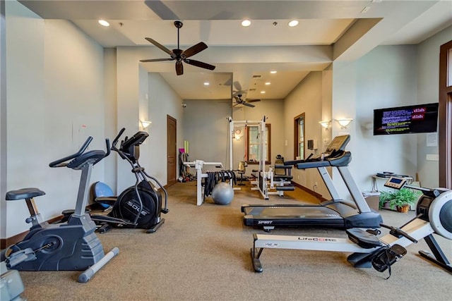 1430 Regency Rd Unit F204, Gulf Shores, AL 36542 - gym featuring a ceiling fan, recessed lighting, and baseboards