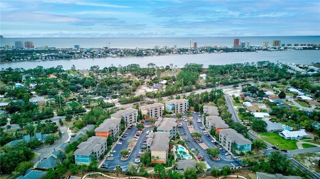 1430 Regency Rd Unit F204, Gulf Shores, AL 36542 - aerial view of property and surrounding area featuring a large body of water and nearby urban area