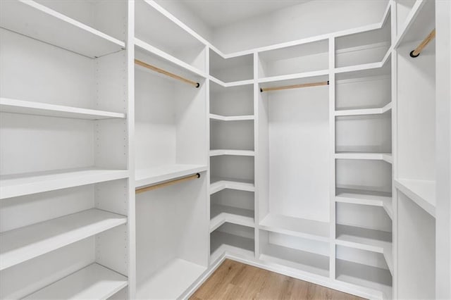 spacious closet featuring light hardwood / wood-style floors