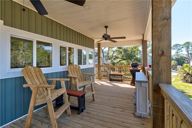 deck with ceiling fan