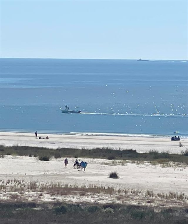 view of water feature featuring a beach view