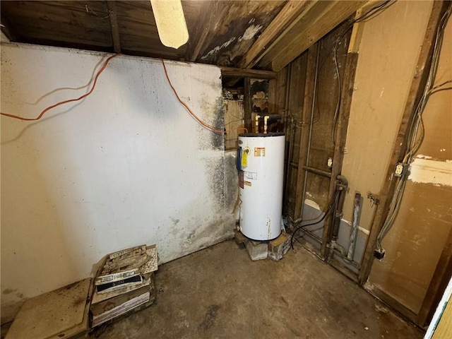 utility room featuring water heater