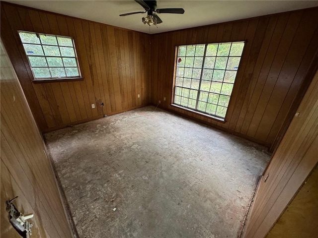 spare room featuring wood walls and a wealth of natural light