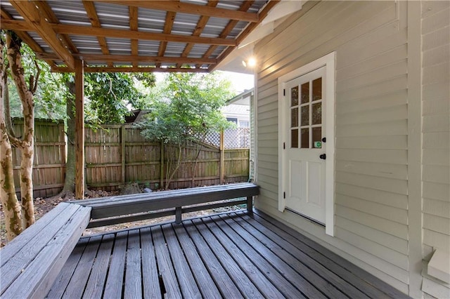 deck featuring fence