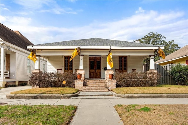 view of front facade featuring covered porch