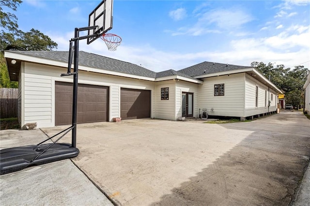 exterior space featuring a garage