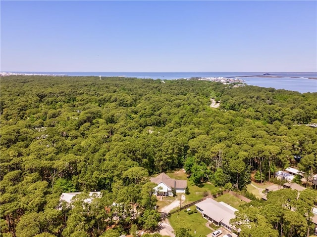 510 Fort Mims Pl, Dauphin Island, AL 36528 - aerial view with a wooded view and a water view