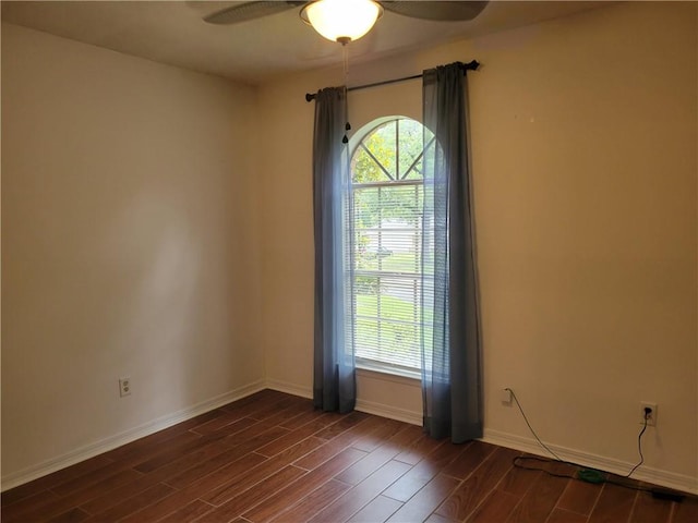 2544 Buckboard Ct, Mobile, AL 36695 - empty room featuring ceiling fan, dark wood-style flooring, and baseboards