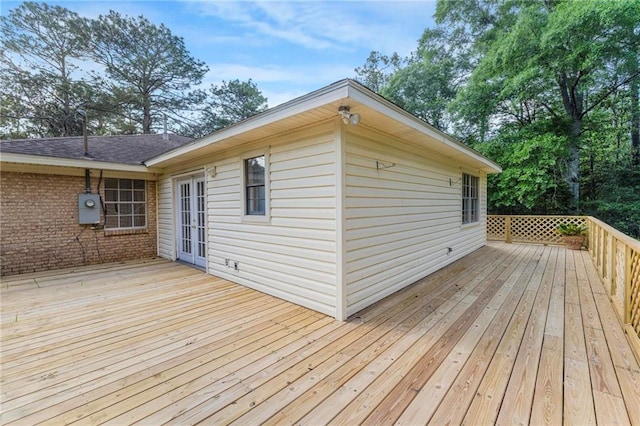 wooden deck with french doors