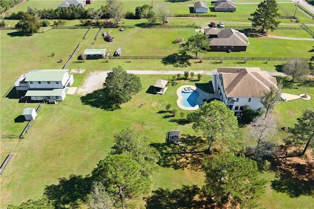 aerial view with a rural view