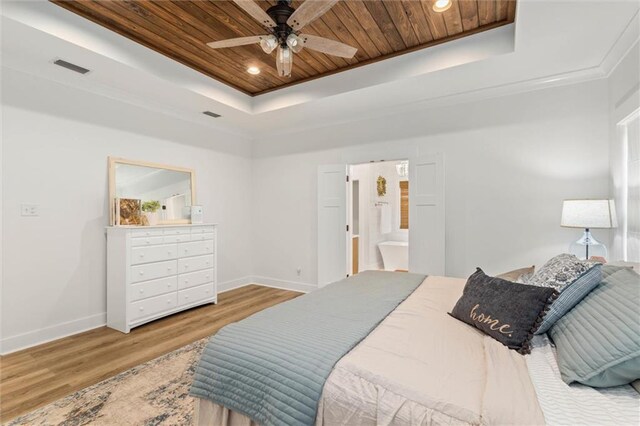 3699 Elysian Fields Dr, Saraland, AL 36571 - bedroom with a tray ceiling, wooden ceiling, wood finished floors, baseboards, and recessed lighting