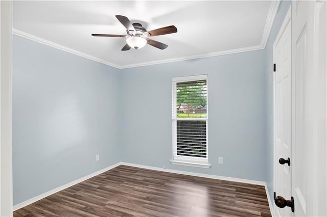 3011 Olde Gate Rd, Mobile, AL 36695 - empty room featuring ceiling fan, dark wood-type flooring, and crown molding