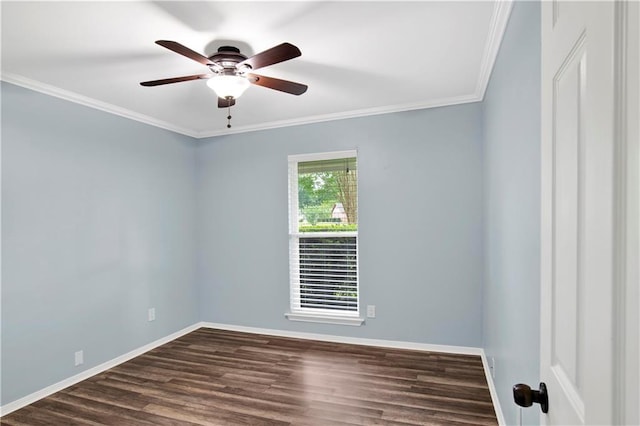 3011 Olde Gate Rd, Mobile, AL 36695 - spare room with dark wood-type flooring, ceiling fan, and crown molding