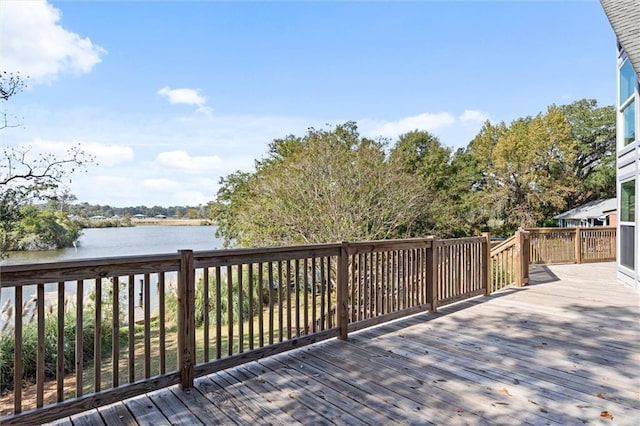 deck with a water view