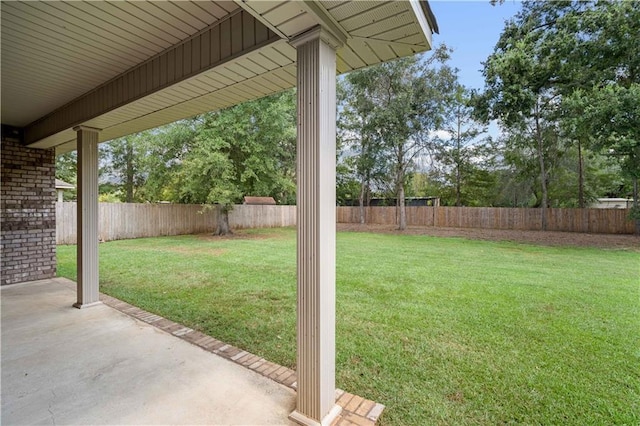 view of yard with a patio and a fenced backyard