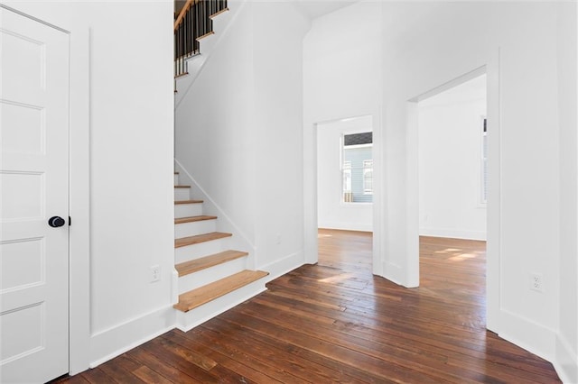 staircase featuring hardwood / wood-style floors