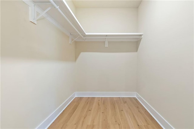 walk in closet with wood-type flooring