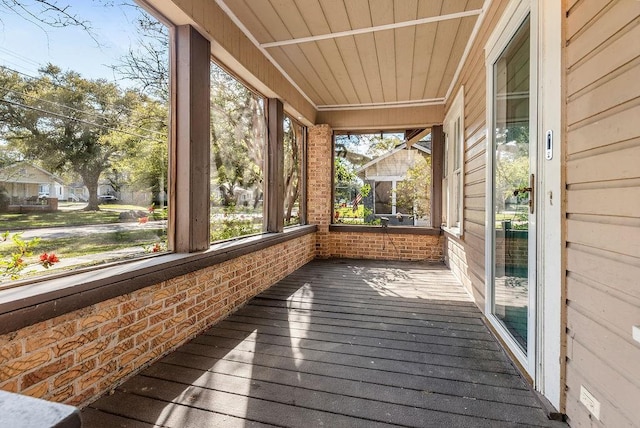 view of unfurnished sunroom