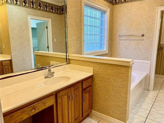 734 Natchez Trail Ct, Mobile, AL 36609 - full bathroom with tile patterned flooring, a garden tub, and vanity