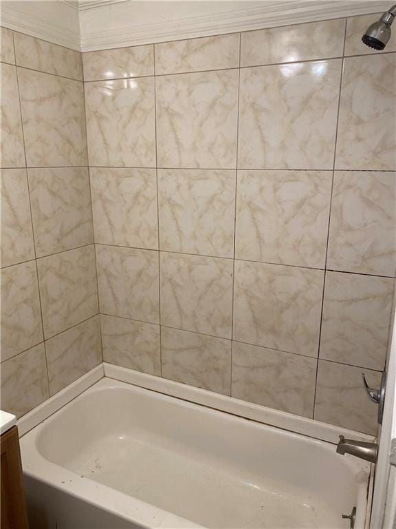 bathroom with bathtub / shower combination and vanity