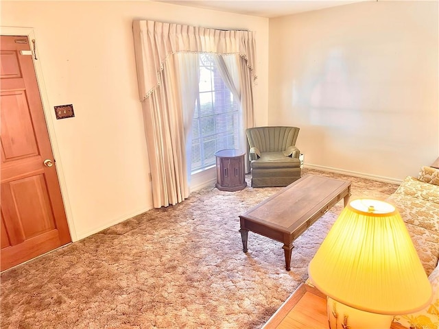 living area with hardwood / wood-style floors