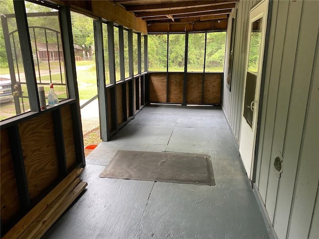 view of unfurnished sunroom