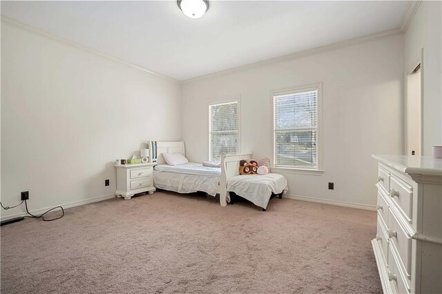 6721 Stonebrook Dr N, Mobile, AL 36695 - bedroom featuring crown molding, light carpet, and baseboards