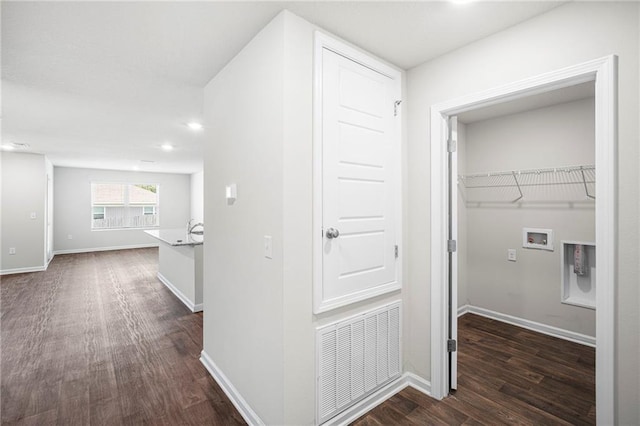 10529 Wales Ln, Spanish Fort, AL 36527 - hallway with dark wood-style flooring and recessed lighting