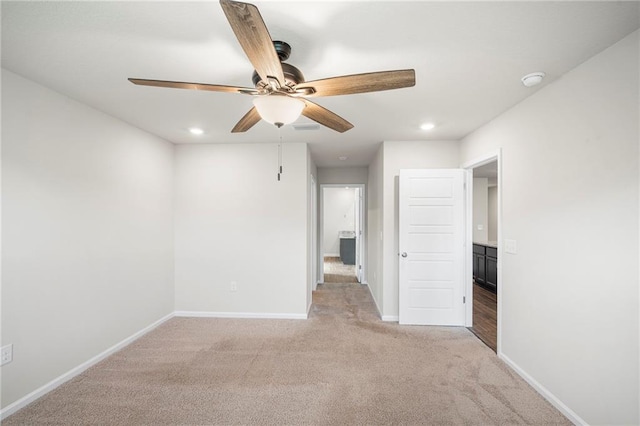 10529 Wales Ln, Spanish Fort, AL 36527 - spare room featuring light colored carpet, a ceiling fan, recessed lighting, and a smoke detector