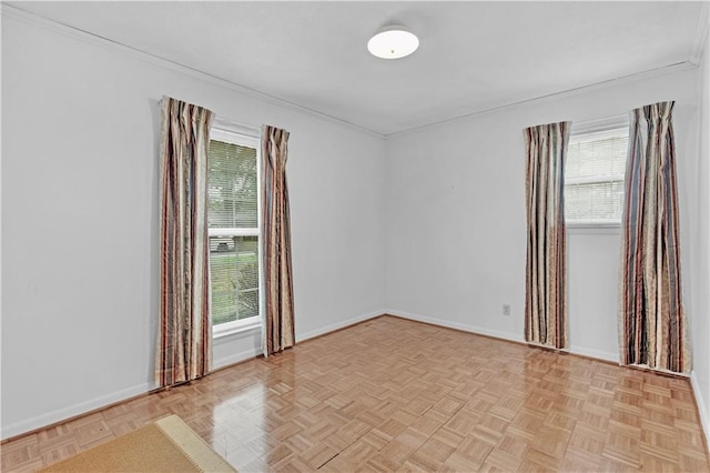 spare room with light parquet floors