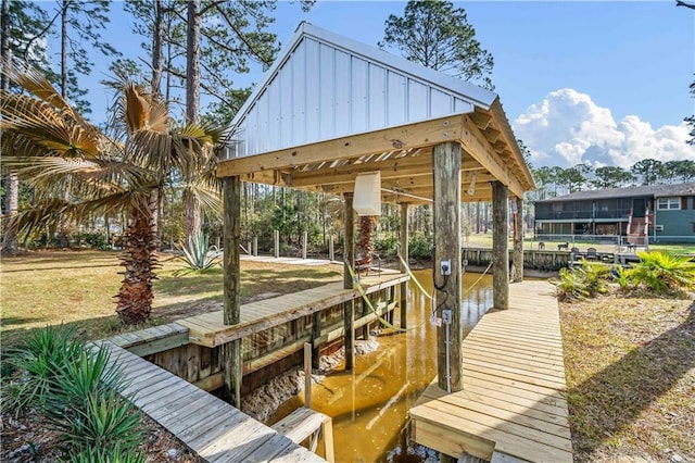 dock area featuring a water view