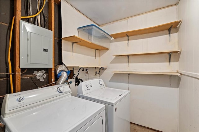 5416 Hilltop Dr N, Mobile, AL 36608 - washroom featuring electric panel and washing machine and clothes dryer