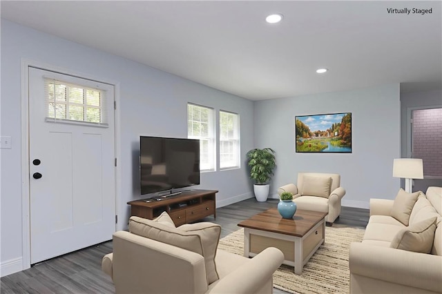 5023 Santos Dr W, Mobile, AL 36619 - living area featuring wood finished floors, healthy amount of natural light, and recessed lighting