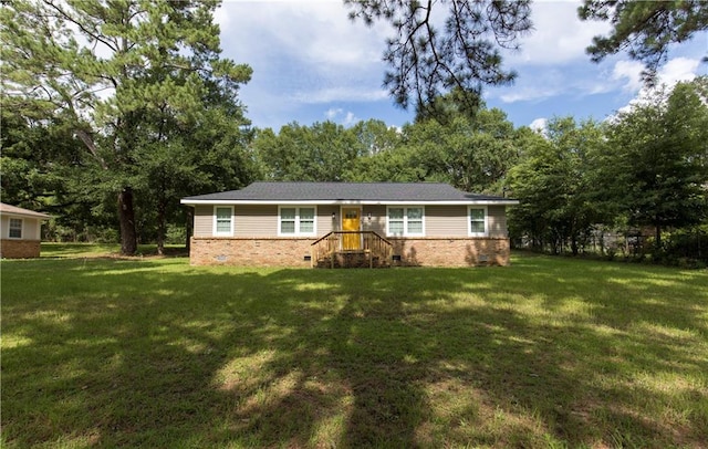 5023 Santos Dr W, Mobile, AL 36619 - single story home featuring a front yard, view of scattered trees, and brick siding